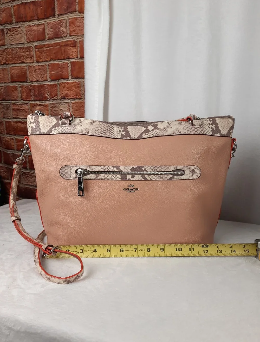 Coach Tyler Large Zip Top Leather Tote Nude Beige F11759 - Excellent!